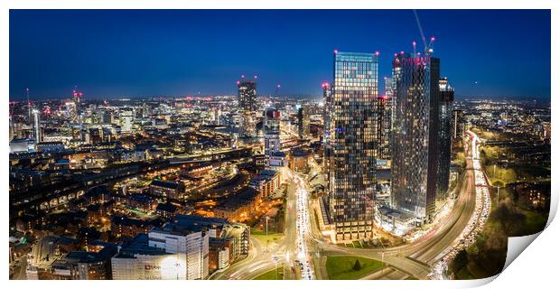 Manchester at Night Print by Apollo Aerial Photography