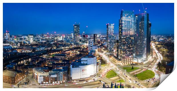Manchester Blue Hour Print by Apollo Aerial Photography