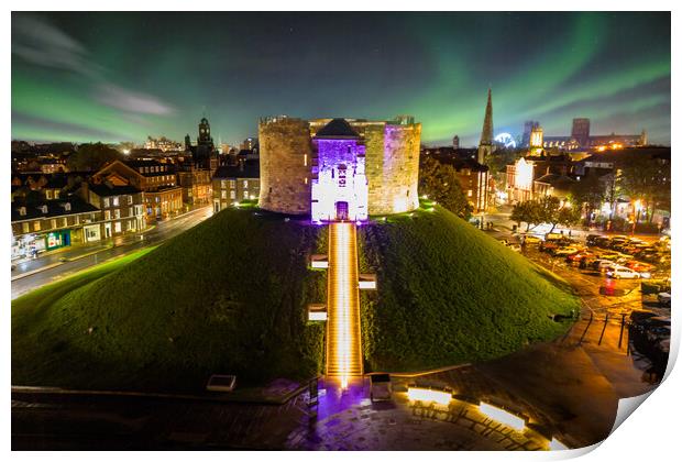 Cliffords Tower York Castle Aurora Print by Apollo Aerial Photography