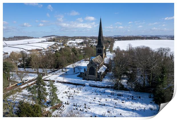 Wentworth Church In The Snow Print by Apollo Aerial Photography