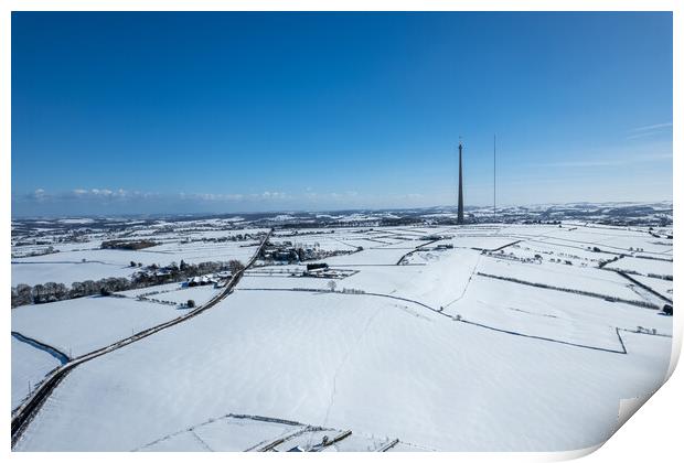 Emley Moor Heavy Snow Print by Apollo Aerial Photography