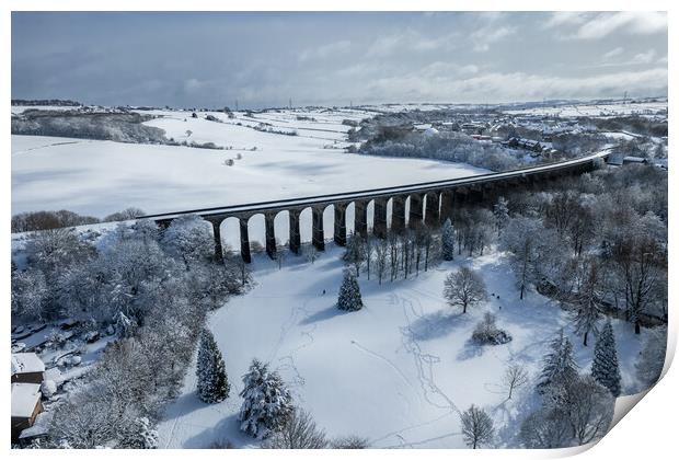 Penistone Viaduct In The Snow  Print by Apollo Aerial Photography