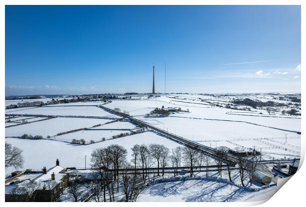Emley Moor Heavy Snow Print by Apollo Aerial Photography
