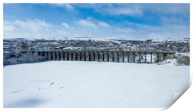 Penistone Viaduct Snow Print by Apollo Aerial Photography