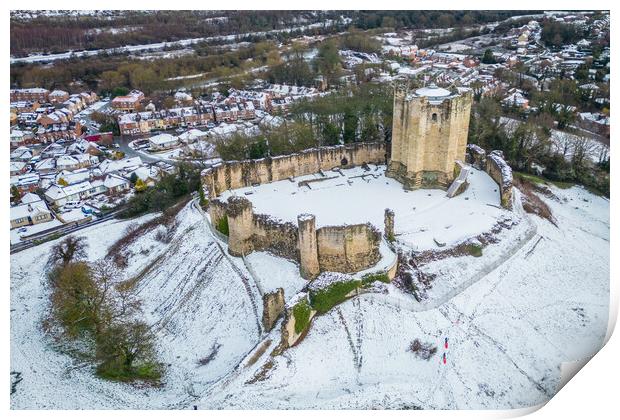 Conisbrough Castle Snow  Print by Apollo Aerial Photography