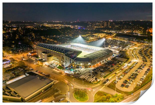 Elland Road Under The Lights Print by Apollo Aerial Photography