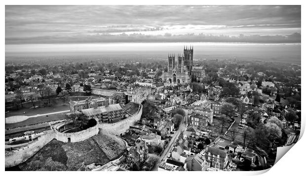 Lincoln Cathedral Black and White Print by Apollo Aerial Photography