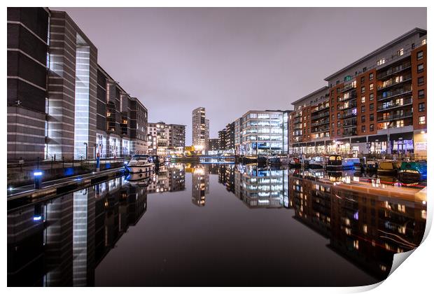 Leeds Dock at Night Print by Apollo Aerial Photography