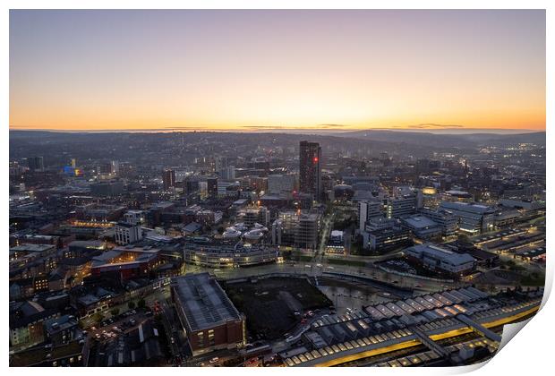Sheffield City Twilight Print by Apollo Aerial Photography
