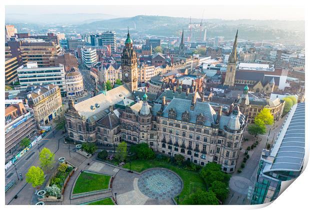 Sheffield Town Hall From The Air Print by Apollo Aerial Photography