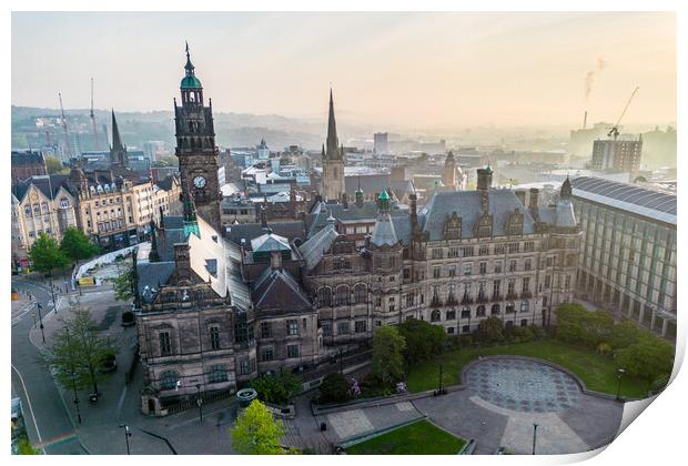 Sheffield Town Hall and Peace Gardens Print by Apollo Aerial Photography