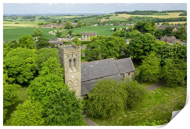 The Parish Church of St John Lepton Print by Apollo Aerial Photography