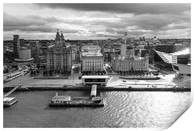 Liverpool Waterfront Mono Print by Apollo Aerial Photography