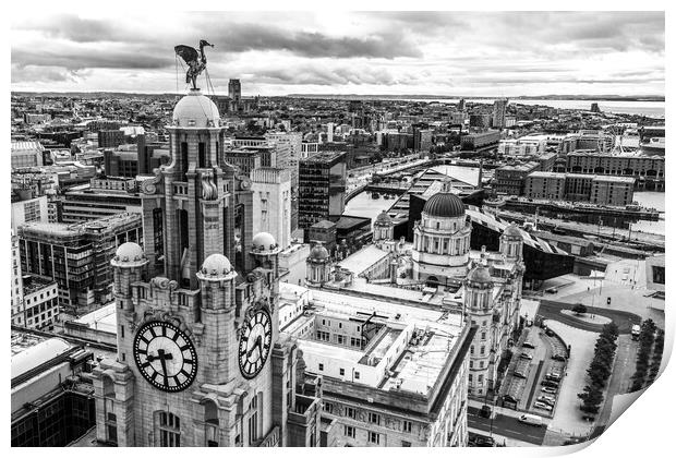 Atop The Royal Liver Building Print by Apollo Aerial Photography