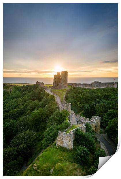 Sunrise at Scarborough Castle Print by Apollo Aerial Photography