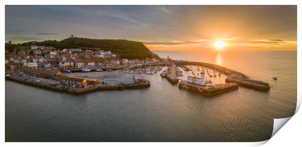 Scarborough Harbour Sunrise Panorama Print by Apollo Aerial Photography