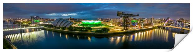 Glasgow Waterfront Night Panorama Print by Apollo Aerial Photography