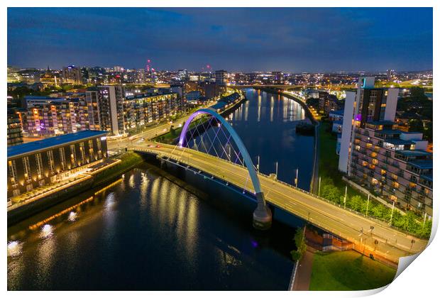 Clyde Arc Bridge at Night Print by Apollo Aerial Photography