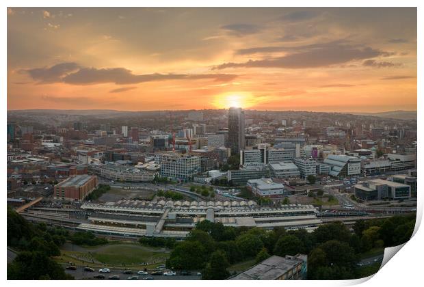 Sheffield Skyline Sunset Print by Apollo Aerial Photography