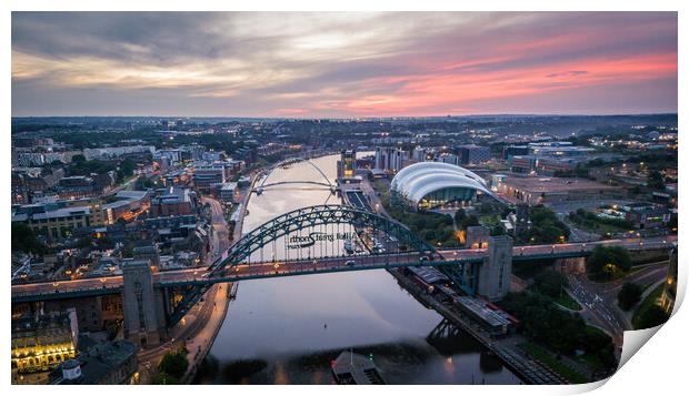 Dawn over the Tyne Print by Apollo Aerial Photography