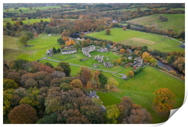 Easby Abbey From The Air Print by Apollo Aerial Photography