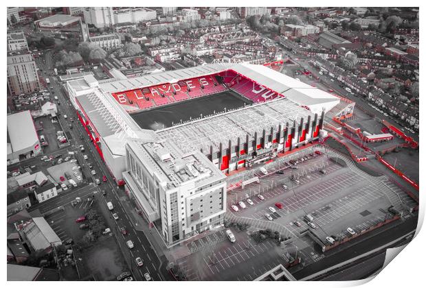 Bramall Lane Red Print by Apollo Aerial Photography