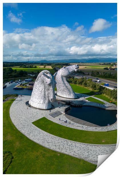 The Kelpies From The Air Print by Apollo Aerial Photography