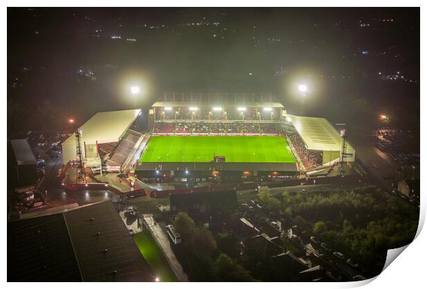 Oakwell on Match Night Print by Apollo Aerial Photography
