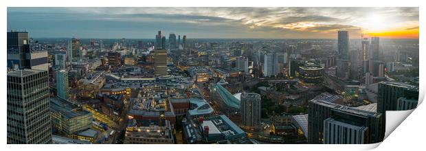 Dusk over Manchester Print by Apollo Aerial Photography