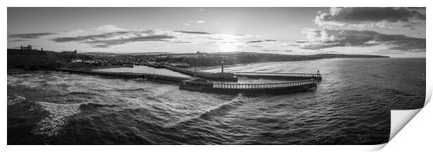 Whitby Black and White Print by Apollo Aerial Photography