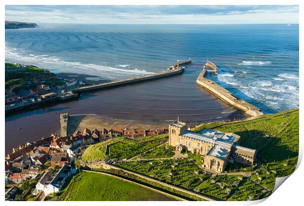 Church of St Marys Whitby Print by Apollo Aerial Photography