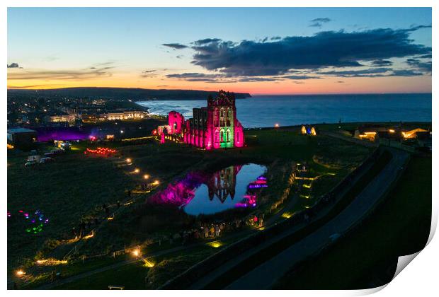 Whitby Abbey After Dark Print by Apollo Aerial Photography