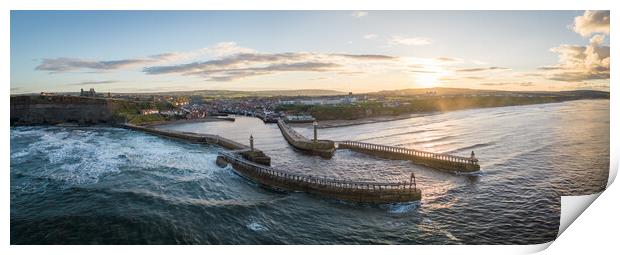 Whitby Harbour Sunset Print by Apollo Aerial Photography