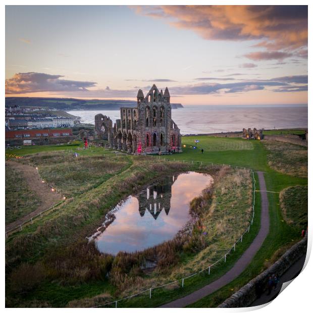 Whitby Abbey Sunset Print by Apollo Aerial Photography