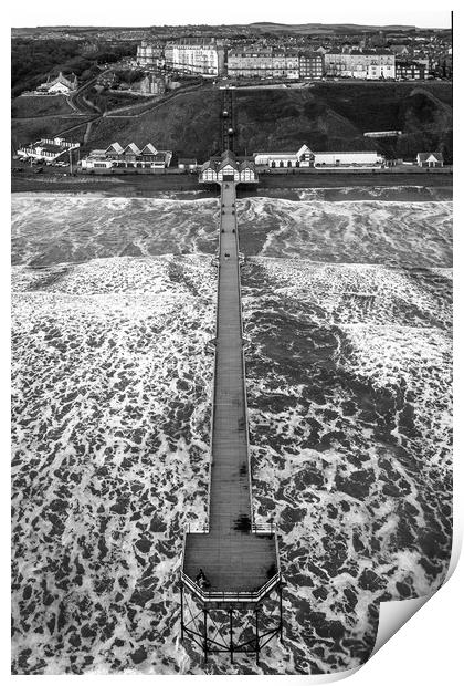 Saltburn Pier Black and White Print by Apollo Aerial Photography
