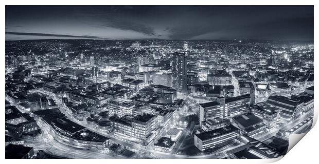 sheffield skyline black and white Print by Apollo Aerial Photography