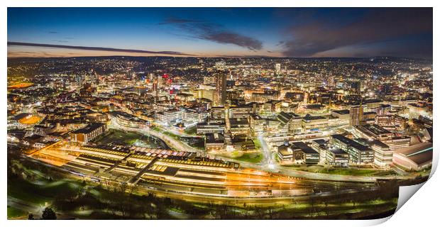 Sheffield Night Panorama Print by Apollo Aerial Photography