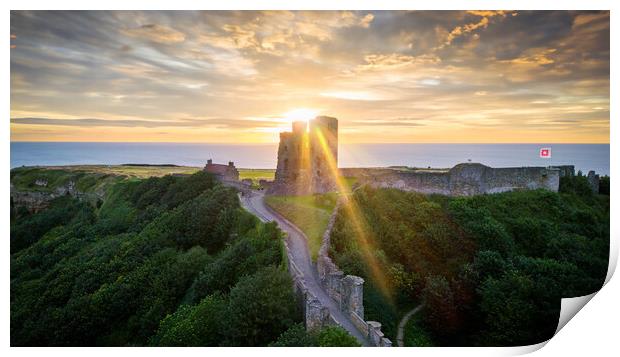 Scarborough Castle Sunrise Print by Apollo Aerial Photography