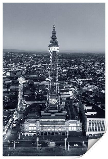 Blackpool Tower Mono Print by Apollo Aerial Photography