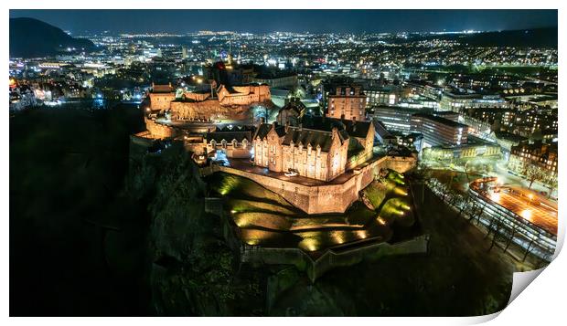 Edinburgh Castle at Night Print by Apollo Aerial Photography
