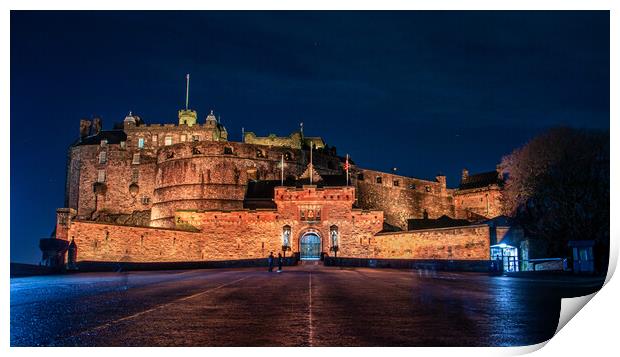 Edinburgh Castle at Night Print by Apollo Aerial Photography