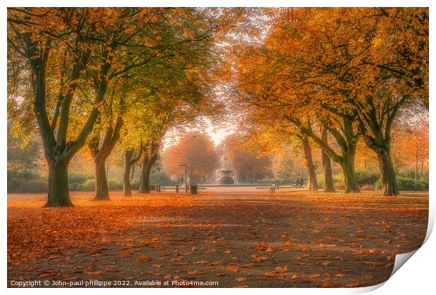 Autumn Avenue Print by John-paul Phillippe