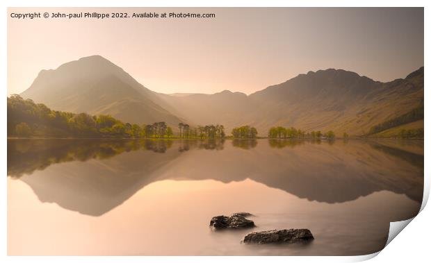 Calm Reflections Over Buttermere Print by John-paul Phillippe