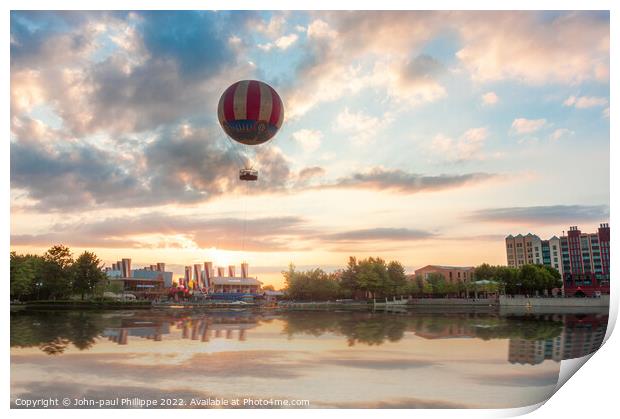 Steampunk Balloon Over Lake Print by John-paul Phillippe