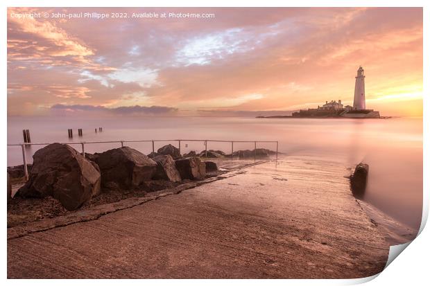 St Mary's Lighthouse Print by John-paul Phillippe