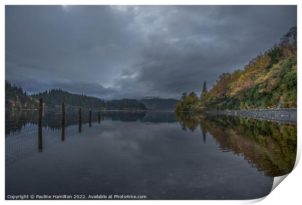 Loch Ard in Scotland at dusk Print by Pauline Hamilton
