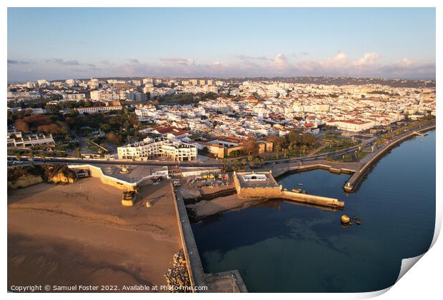 Aerial from the city Lagos in the Algarve Portugal Print by Samuel Foster