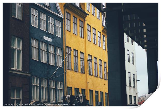 Copenhagen harbor Nyhavn colourful houses Print by Samuel Foster