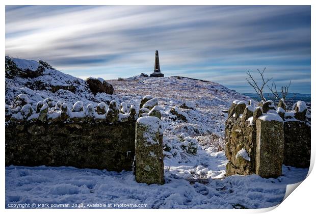 Snow Covered Monument Print by Mark Bowman