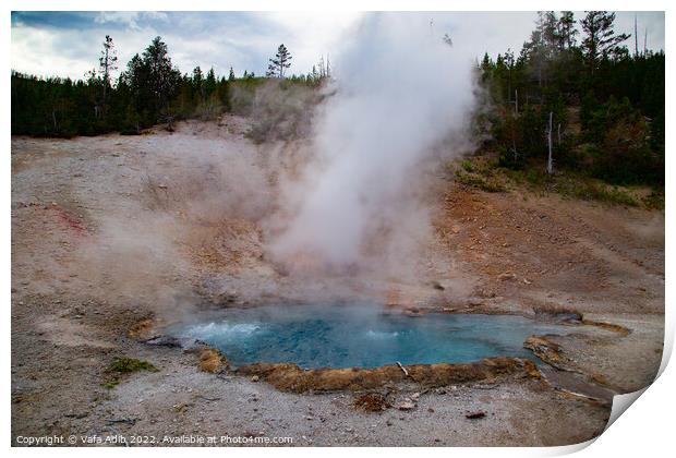 Blue geyser in Yellowstone Print by Vafa Adib